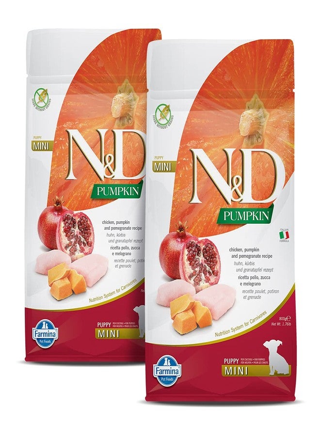 FARMINA N&D Pumpkin - Chicken & Pomegranate - Grain Free - Dog Dry Food - Puppy - Mini Breed (Pack of 2, Each 800Gms) - Image 1